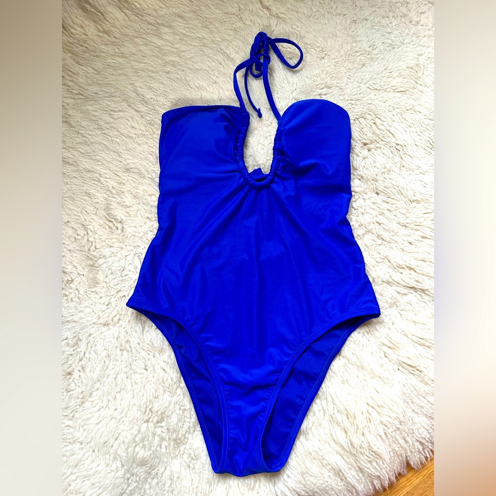 Shade & Shore Blue Halter One Piece Swimsuit